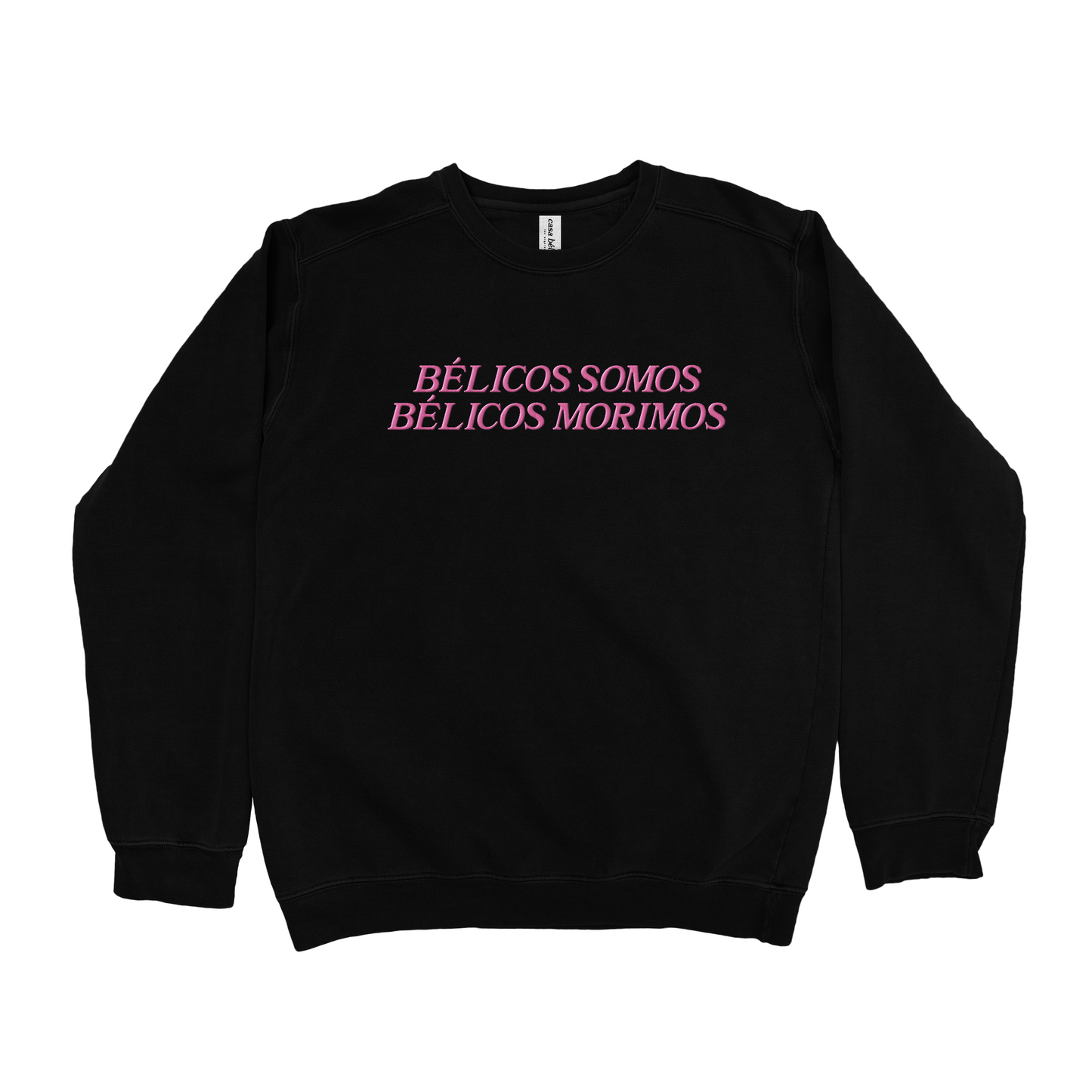 belicos somos - pink+black crewneck