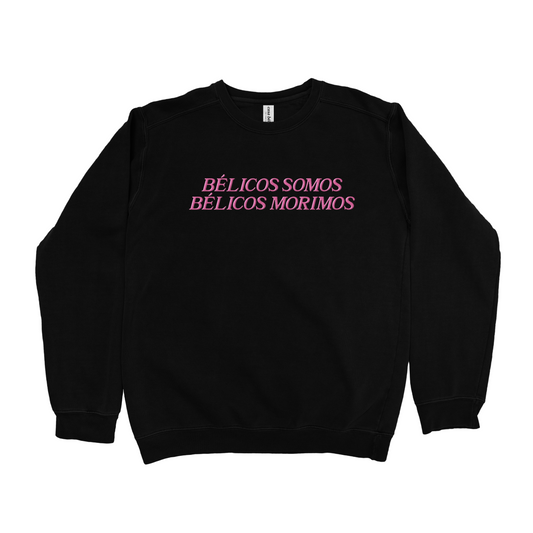 belicos somos - pink+black crewneck